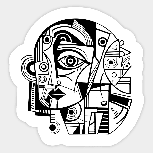 Cubist Woman Sticker by n23tees